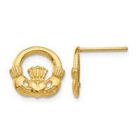 14K Yellow Gold Claddagh Post Earrings view 1