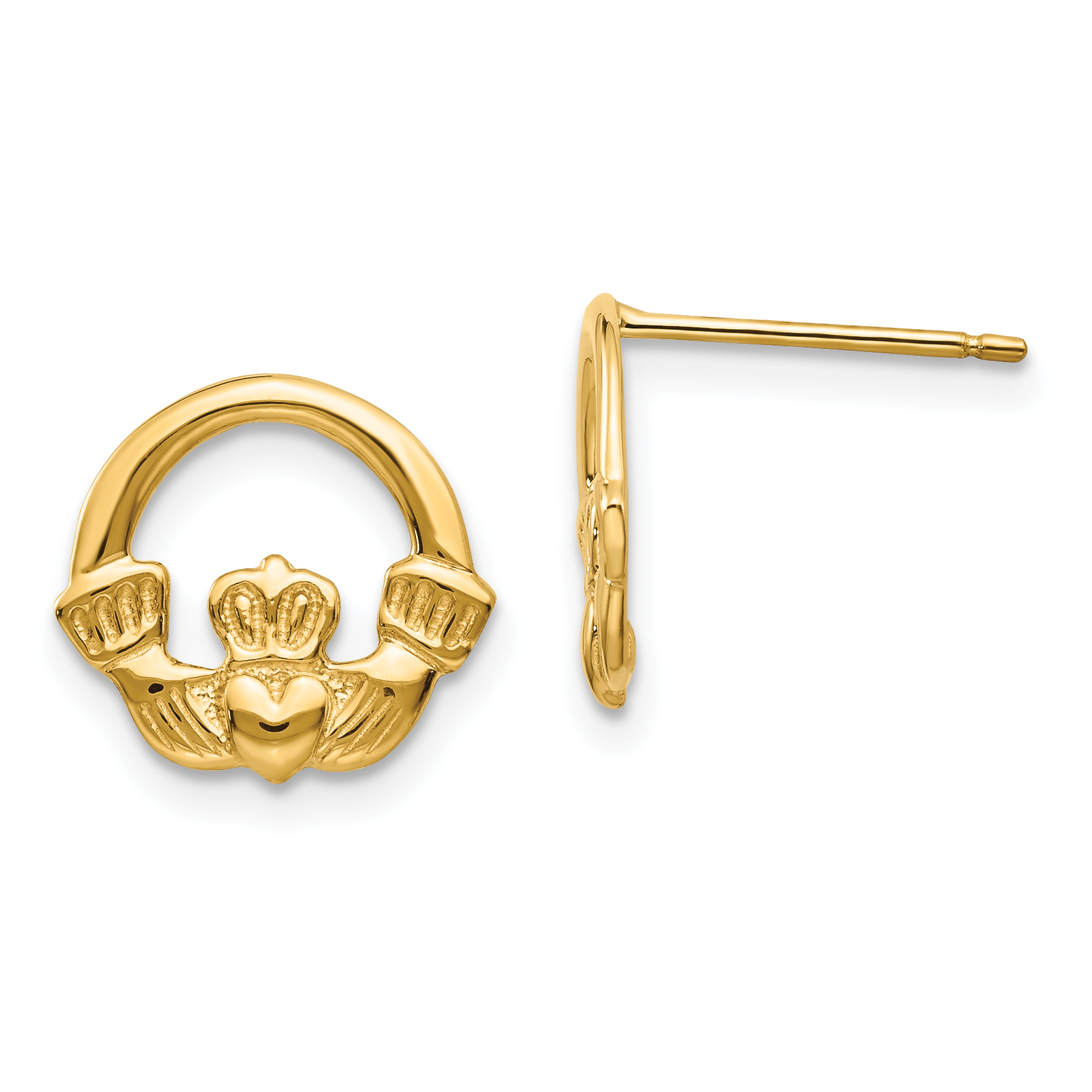 14k Claddagh Post Earrings (TC557)