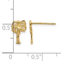 14K Yellow Gold Polished Palm Tree Post Earrings view 4