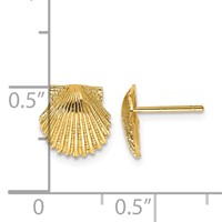 14K Yellow Gold Scallop Shell Post Earrings view 4