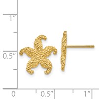 14K Yellow Gold Starfish Post Earrings view 4