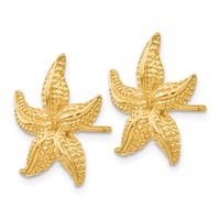 14K Yellow Gold Starfish Post Earrings view 2