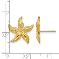 14K Yellow Gold Starfish Post Earrings view 4