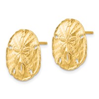 14K Yellow Gold Large Sanddollar Post Earrings view 2