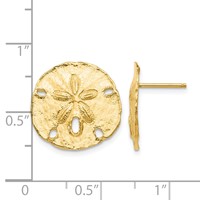 14K Yellow Gold Large Sanddollar Post Earrings view 4