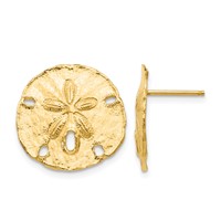 14K Yellow Gold Large Sanddollar Post Earrings view 1