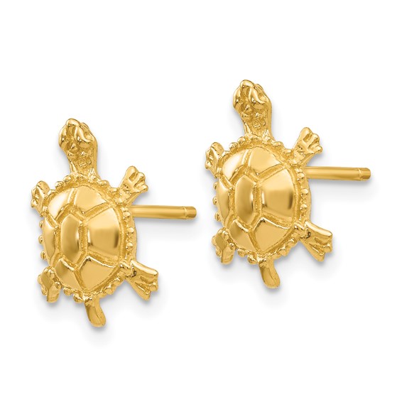 Gold Turtle Post Earrings