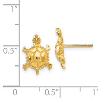 14K Yellow Gold Polished Turtle Post Earrings view 4