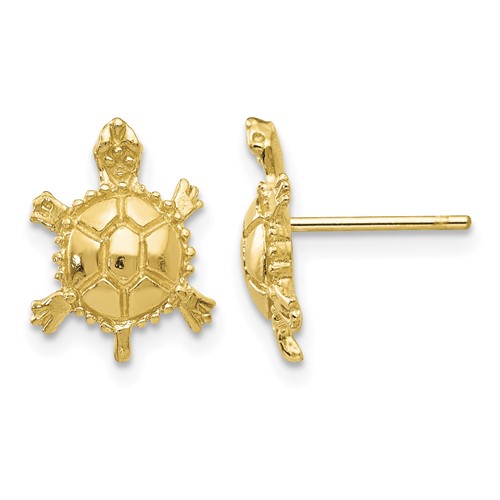 14K Yellow Gold Polished Turtle Post Earrings