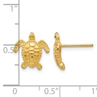 14K Yellow Gold Sea Turtle Post Earrings view 4