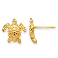 14K Yellow Gold Sea Turtle Post Earrings view 1