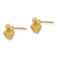 14K Yellow Gold Mini Frog Post Earrings view 2