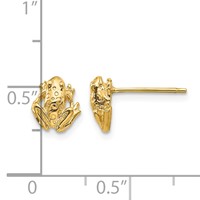 14K Yellow Gold Mini Frog Post Earrings view 4