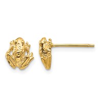 14K Yellow Gold Mini Frog Post Earrings view 1