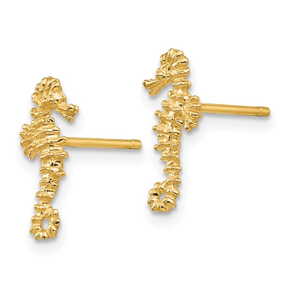 Gold Seahorse Post Earrings
