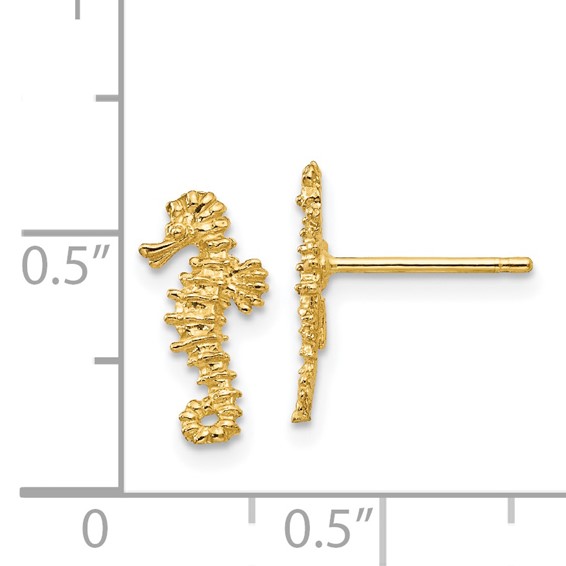 Gold Seahorse Post Earrings