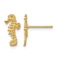 14K Yellow Gold Mini Left and Right Seahorse Post Earrings view 1