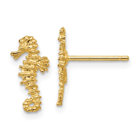 Gold Seahorse Post Earrings
