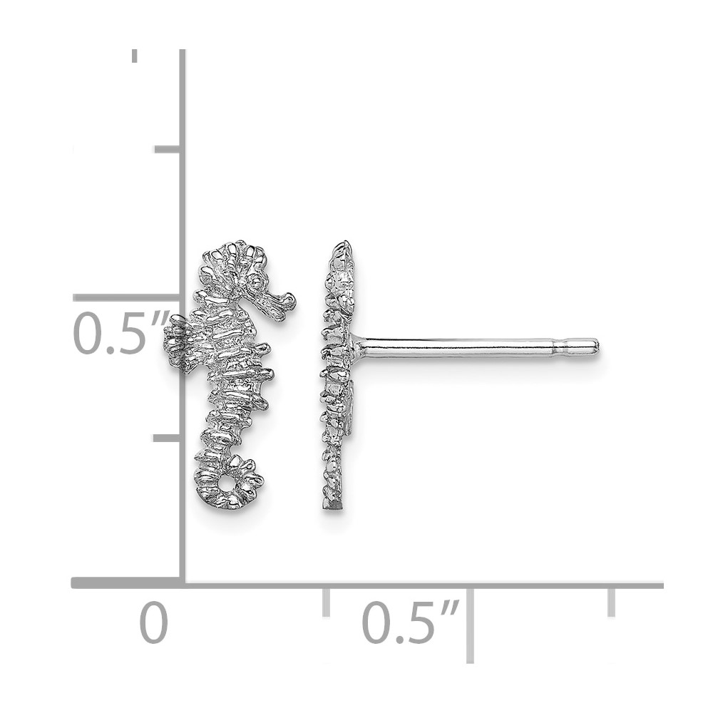 14K White Gold Mini Seahorse Post Earrings (TC610W)