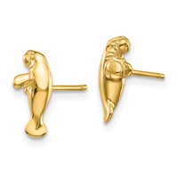 14K Mini Manatee Post Earrings view 2