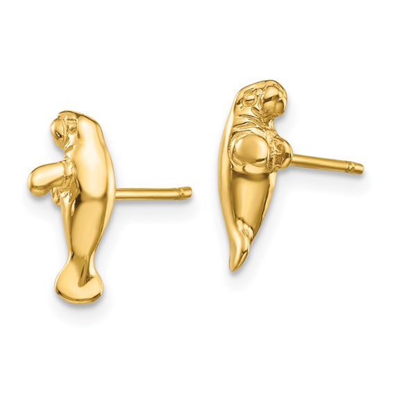 Gold Manatee Post Earrings