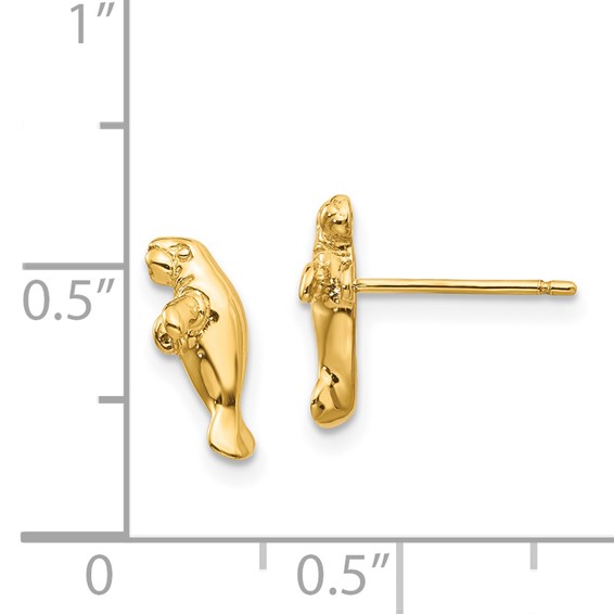 Gold Manatee Post Earrings