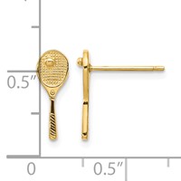 14K Yellow Gold Mini Tennis Racquet Earrings with Ball Post view 4