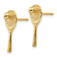 14K Yellow Gold Tennis Racquet Earrings with Ball Post view 2