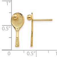 14K Yellow Gold Tennis Racquet Earrings with Ball Post view 4