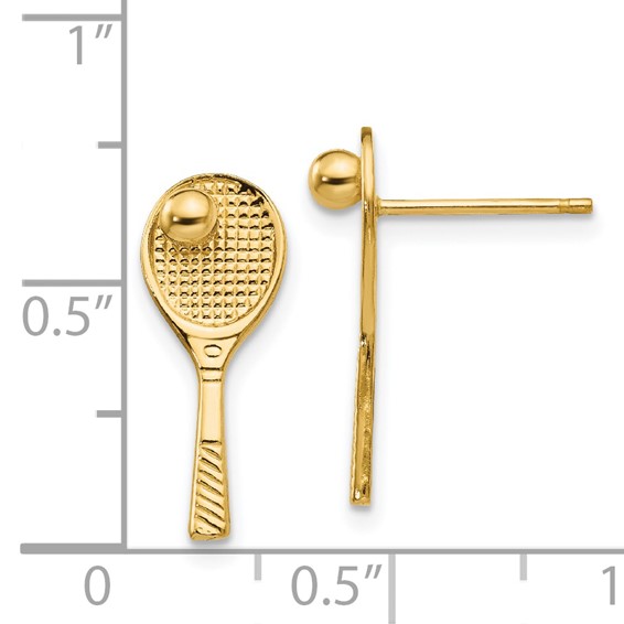 14k Tennis Racquet with Ball Post Earrings