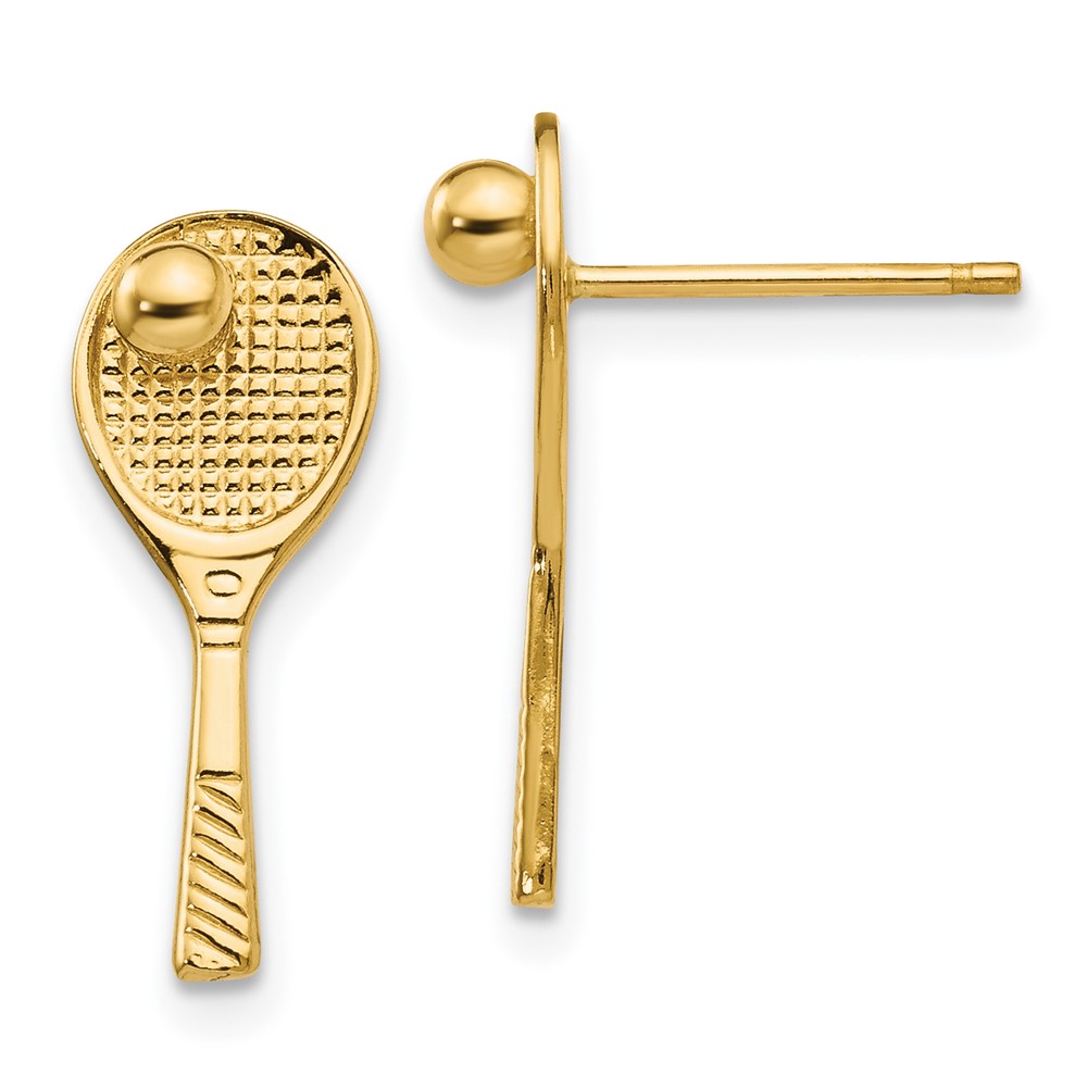 14k Yellow Gold Tennis Racquet and Ball Post Stud Earrings 0.71 Inch eBay