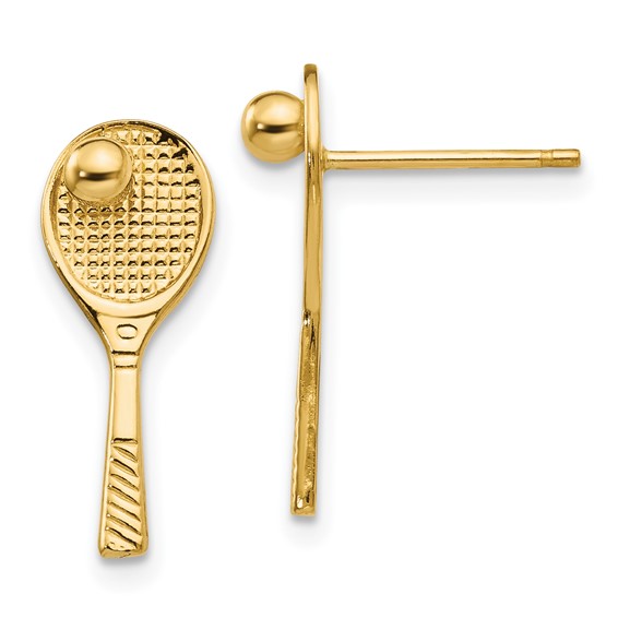 14k Tennis Racquet with Ball Post Earrings