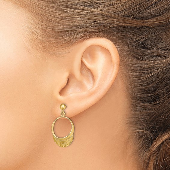 14k 3-D Tennis Visor Dangle Post Earrings