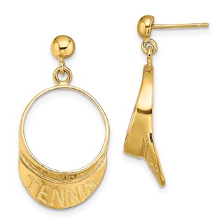 14k 3-D Tennis Visor Dangle Post Earrings