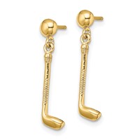 14K Golf Club Dangle Post Earrings view 2