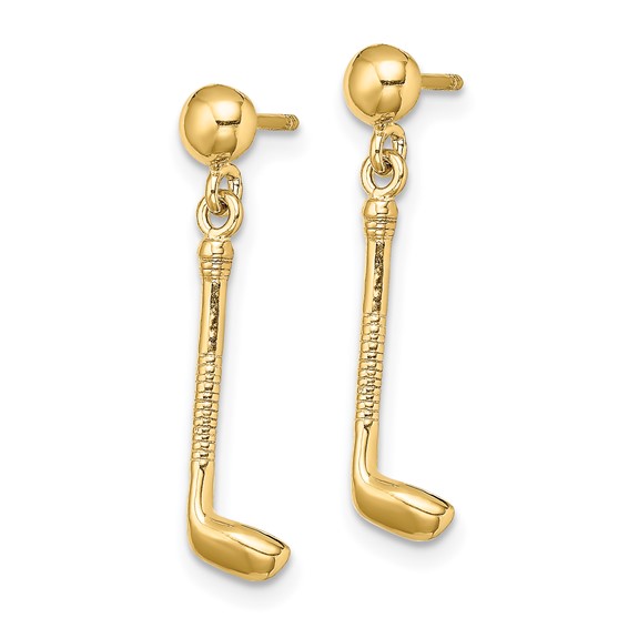 14k Golf Club Dangle Post Earrings