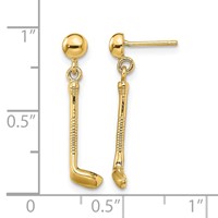 14K Golf Club Dangle Post Earrings view 4