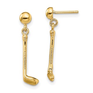 14k Golf Club Dangle Post Earrings
