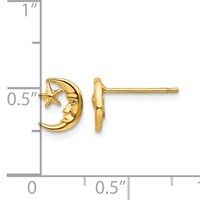 14K Yellow Gold Polished Moon Earrings with Face and Star Post view 4
