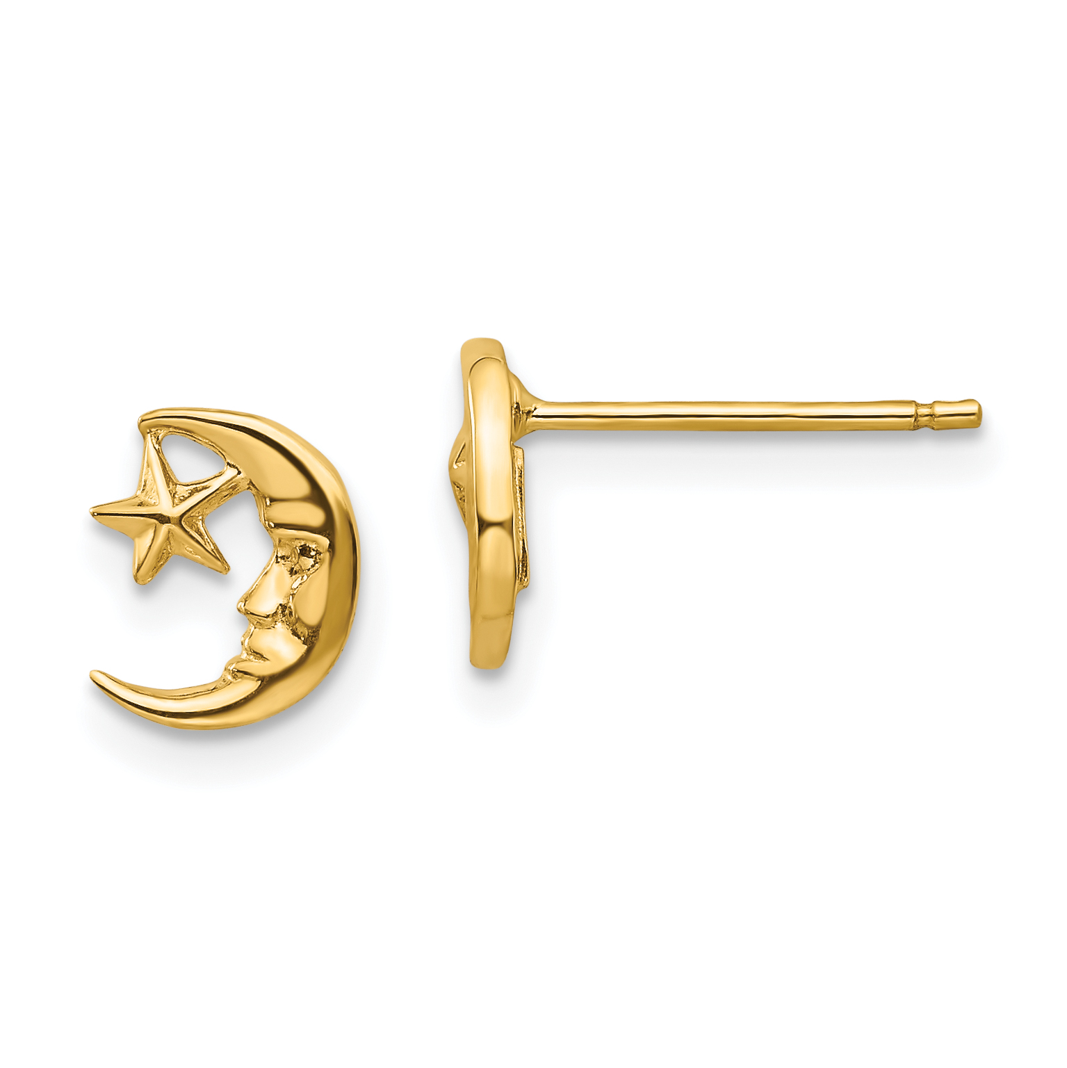 14k Moon and Star Post Earrings (TC620)