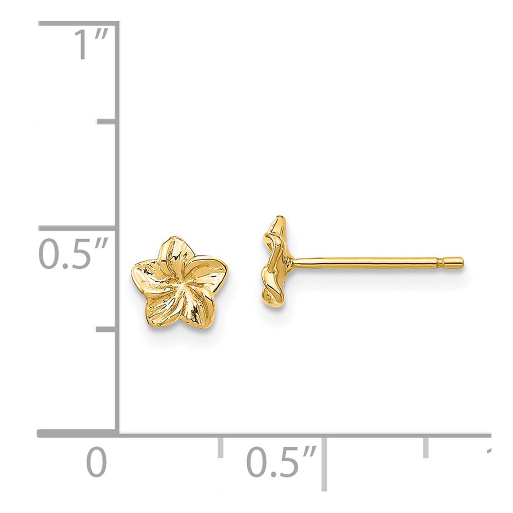 14k Plumeria Flower Post Earrings (TC623)