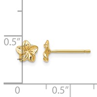 14K Small Plumeria Flower Post Earrings view 4