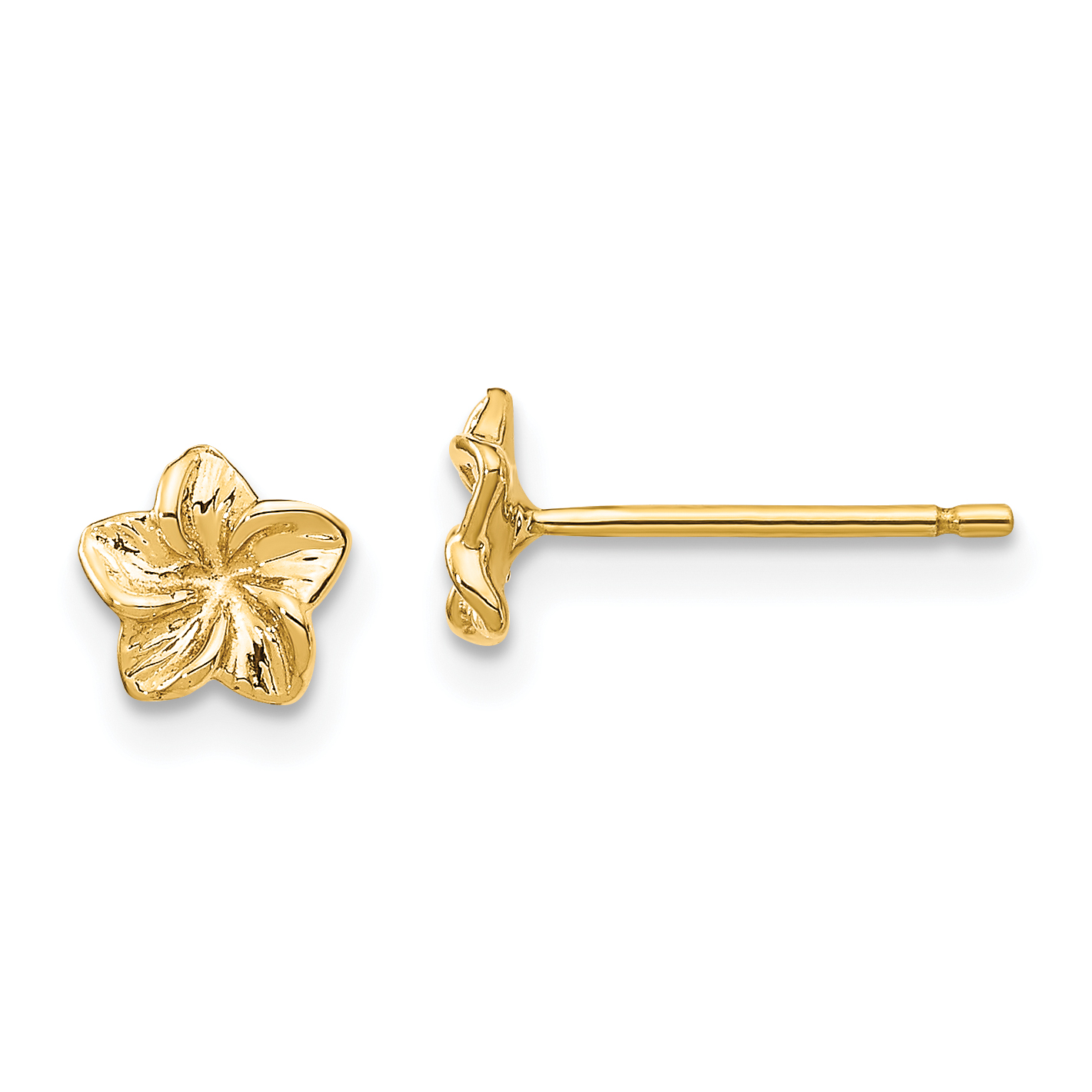 14k Plumeria Flower Post Earrings (TC623)