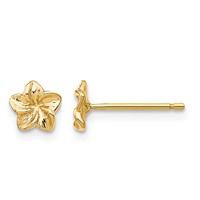 14K Small Plumeria Flower Post Earrings view 1