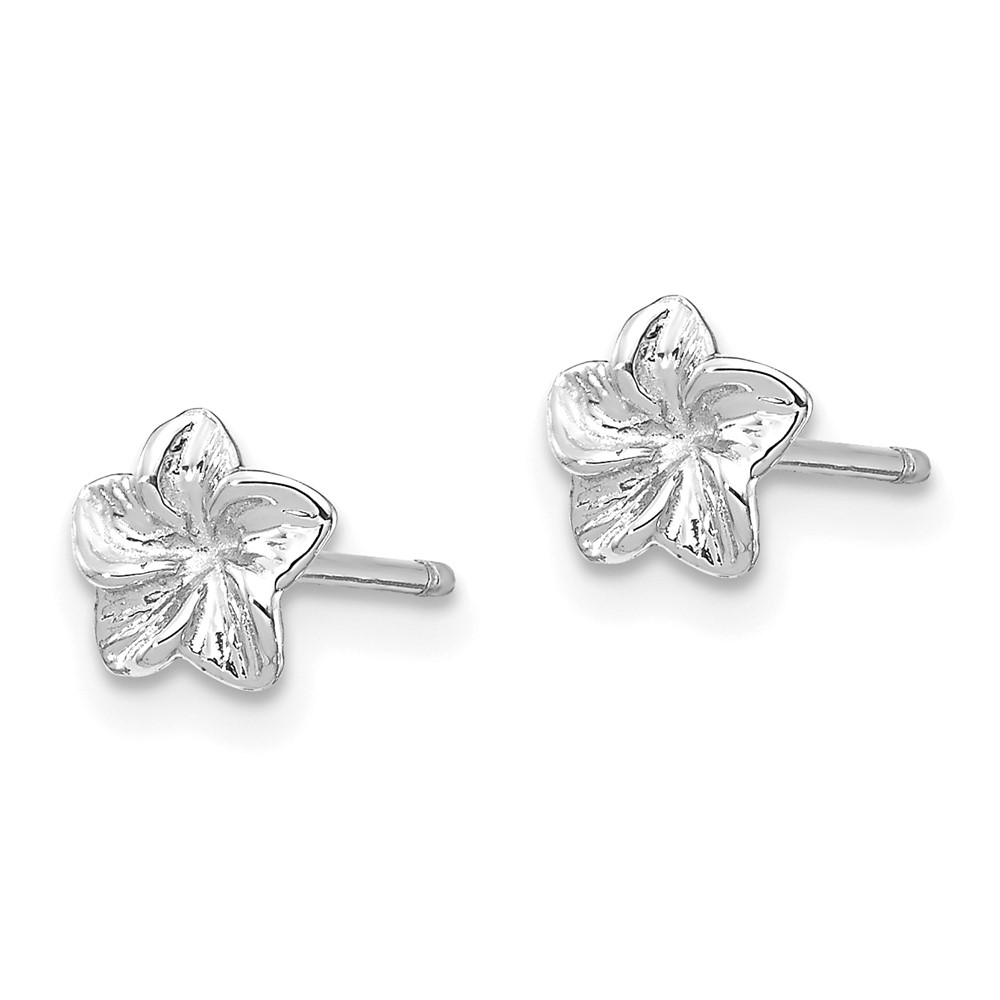 14k White Gold Plumeria Flower Post Earrings (TC623W)