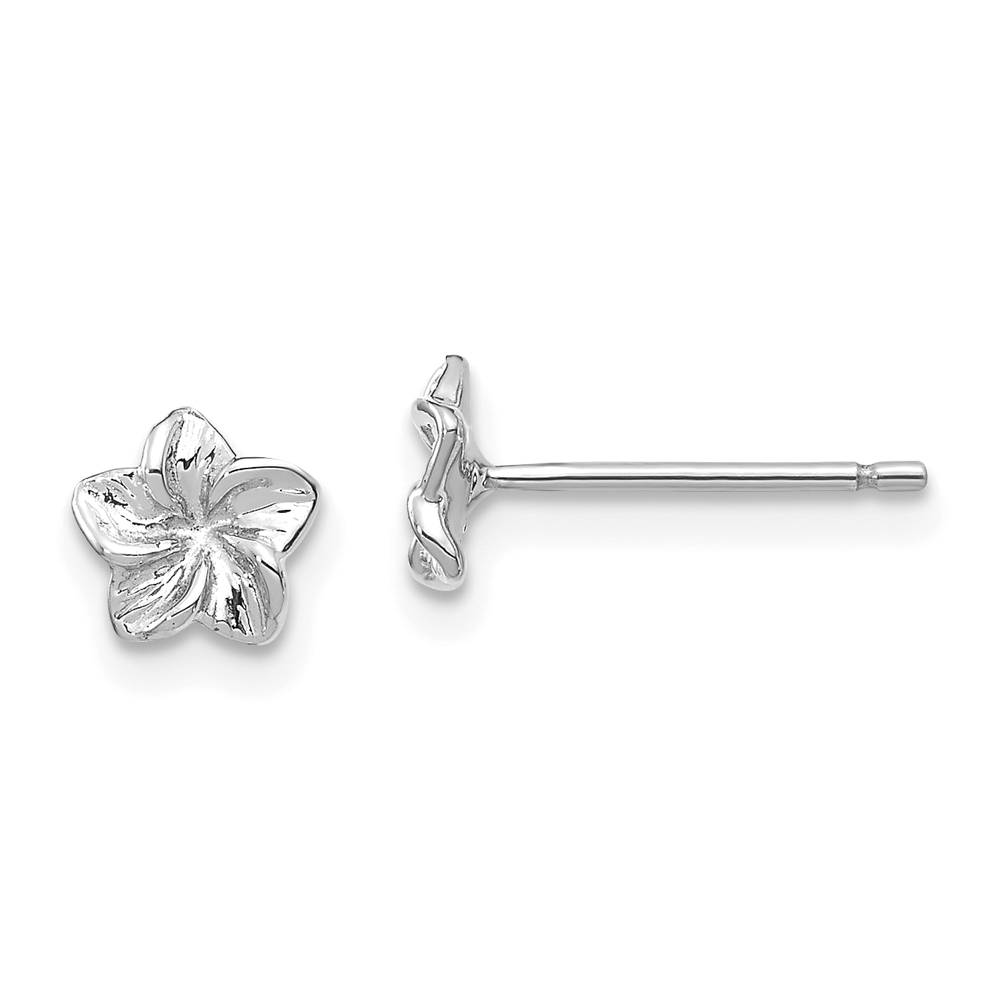 14k White Gold Plumeria Flower Post Earrings (TC623W)