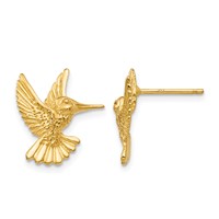14K Yellow Gold Hummingbird Post Earrings view 1