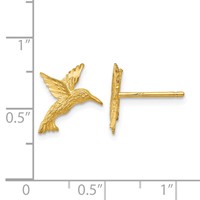 14K Yellow Gold Hummingbird Earrings view 4