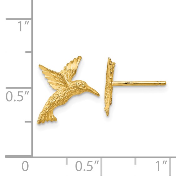 Gold Hummingbird Post Earrings