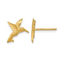 14K Yellow Gold Hummingbird Earrings view 1